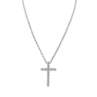 14k White Gold Classic Lab Diamond Cross 0.41 Ctw